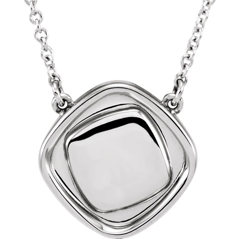 14k White Gold Cushion 18" Necklace