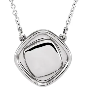 14k White Gold Cushion 18" Necklace