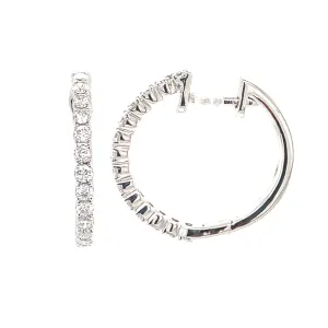 14K White Gold Diamond Hoop Earrings
