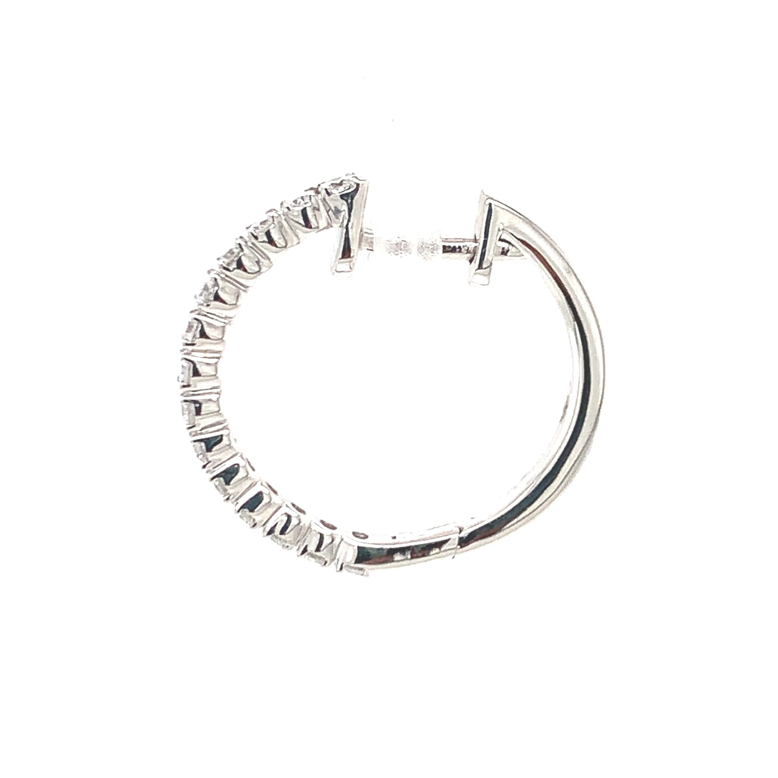14K White Gold Diamond Hoop Earrings