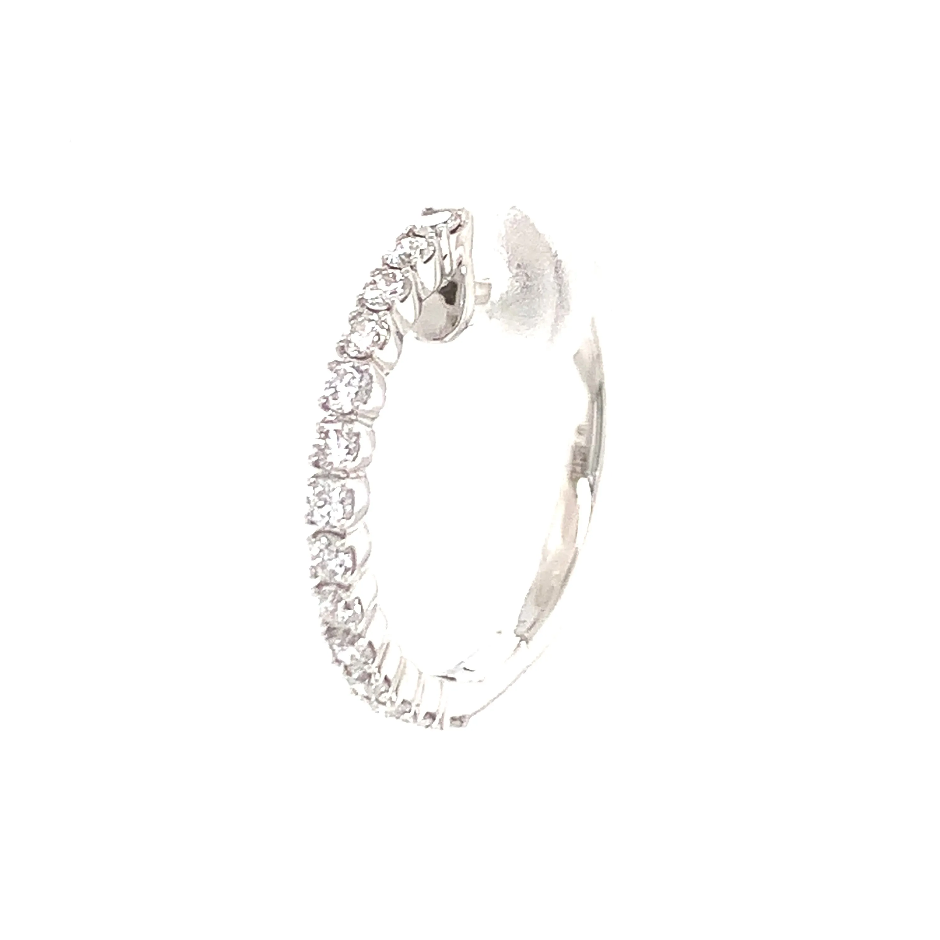 14K White Gold Diamond Hoop Earrings