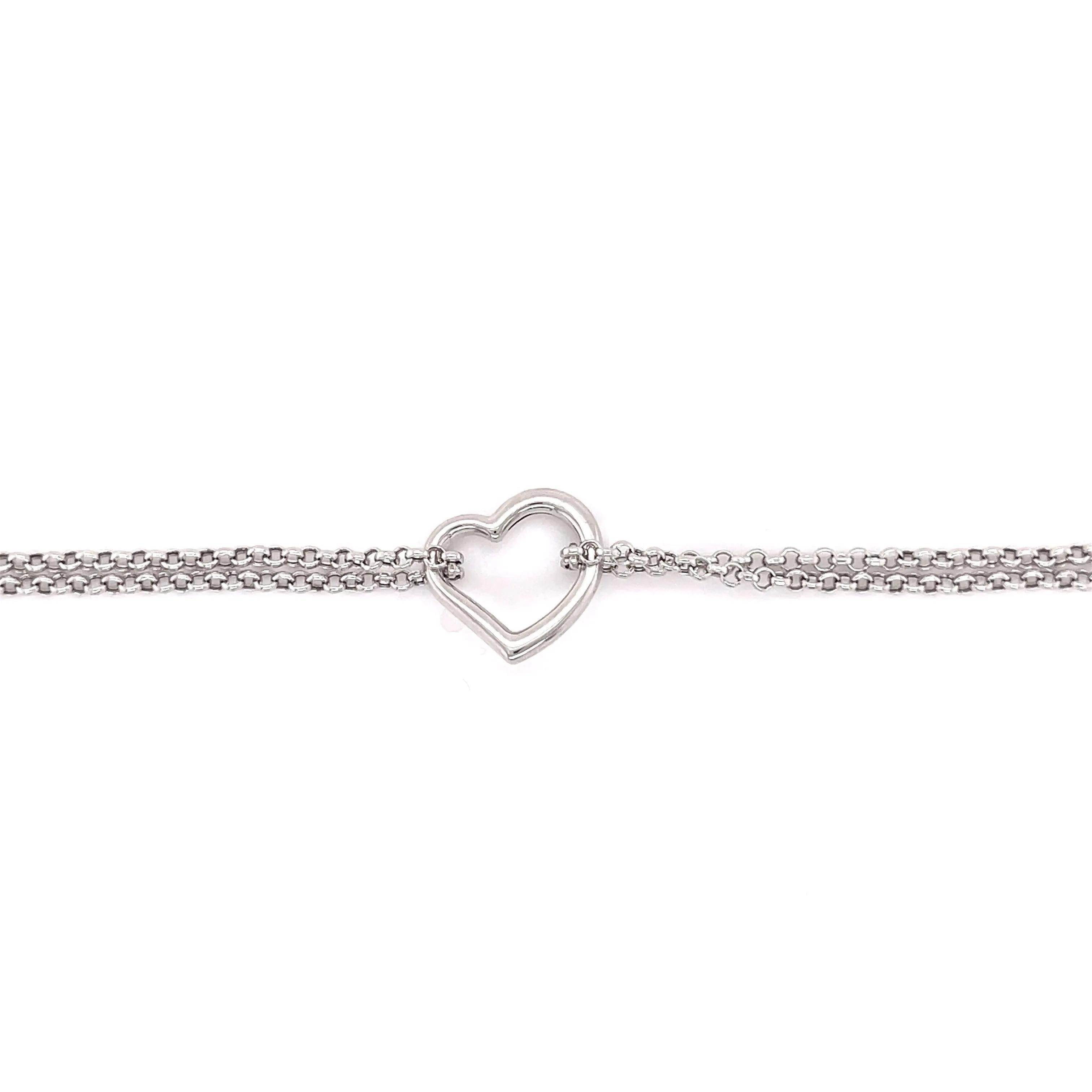 14K White Gold Open Heart Anklet