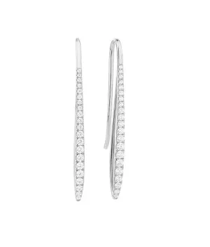 14K White Natural Diamond Dangle Earrings