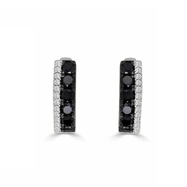 14K White Natural Diamond Huggie Earrings