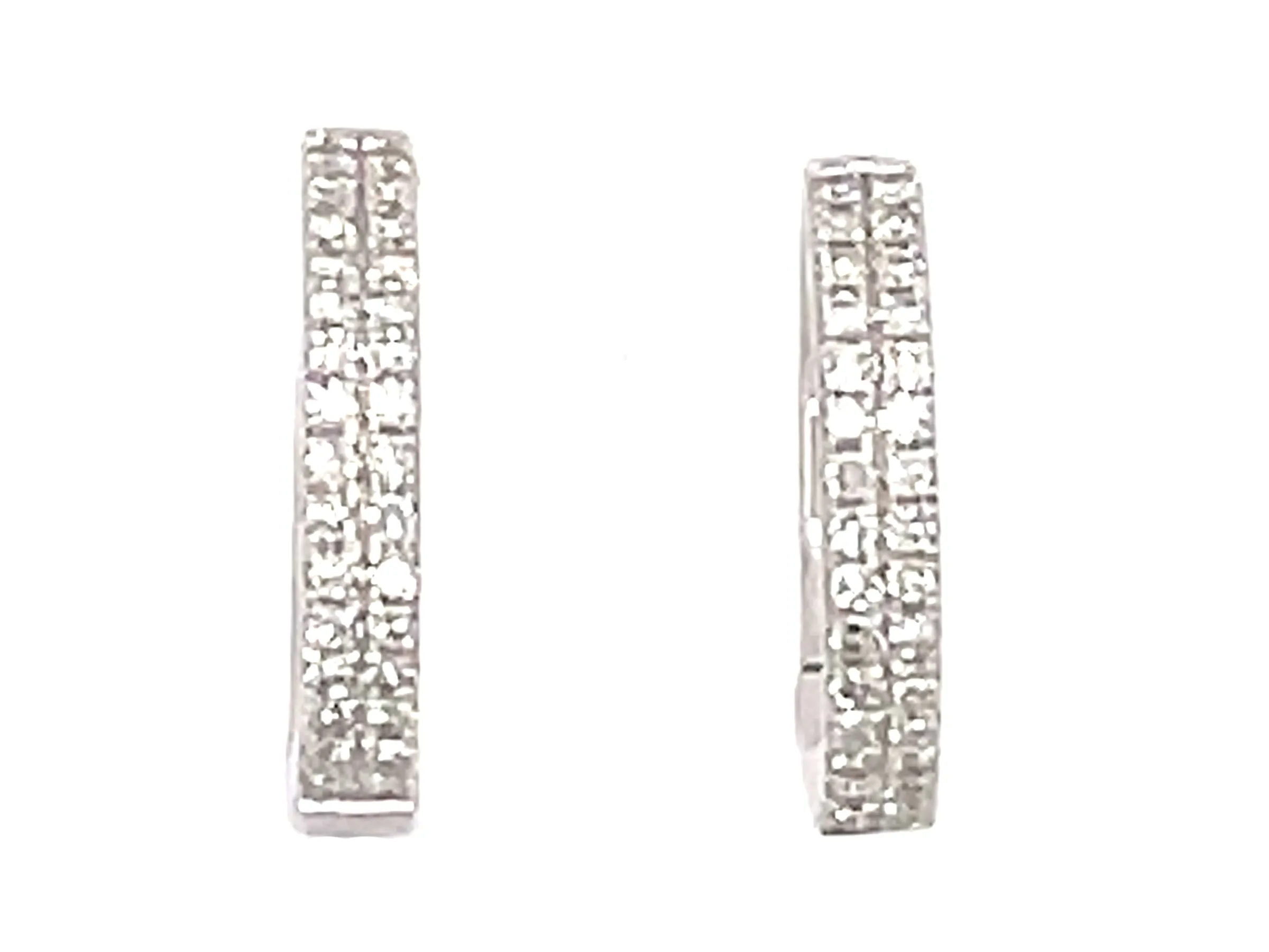 14K White Natural Diamond Huggie Earrings