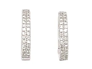 14K White Natural Diamond Huggie Earrings