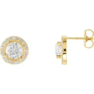 14K Yellow 1 1/2 CTW Natural Diamond Halo-Style Earrings