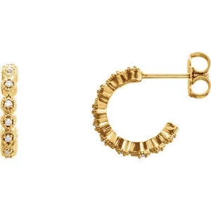 14K Yellow 1/10 CTW Diamond J-Hoop Earring