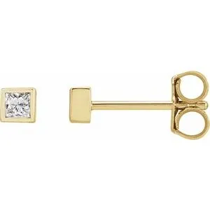 14K Yellow 1/10 CTW Natural Diamond Bezel-Set Earrings