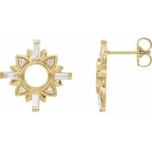 14K Yellow 1/2 CTW Diamond Celestial-Inspired Drop Earrings