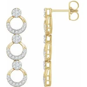 14K Yellow 1/2 CTW Diamond Geometric Dangle Earrings