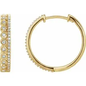 14K Yellow 1/3 CTW Diamond Geometric Hoop Earrings