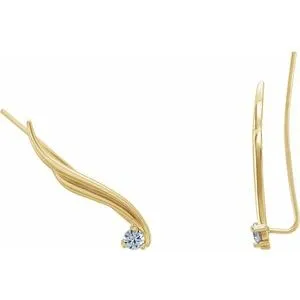 14K Yellow 1/5 CTW Diamond Ear Climbers
