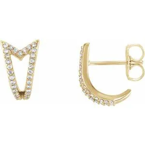 14K Yellow 1/6 CTW Diamond Geometric J-Hoop Earrings