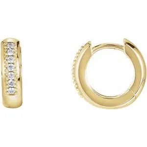 14K Yellow 1/6 CTW Diamond Hoop Earrings