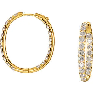 14K Yellow 3 CTW Diamond Inside/Outside Hoop Earrings