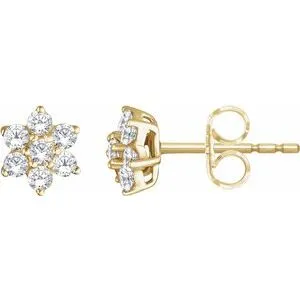 14K Yellow 3/8 CTW Diamond Flower Earrings
