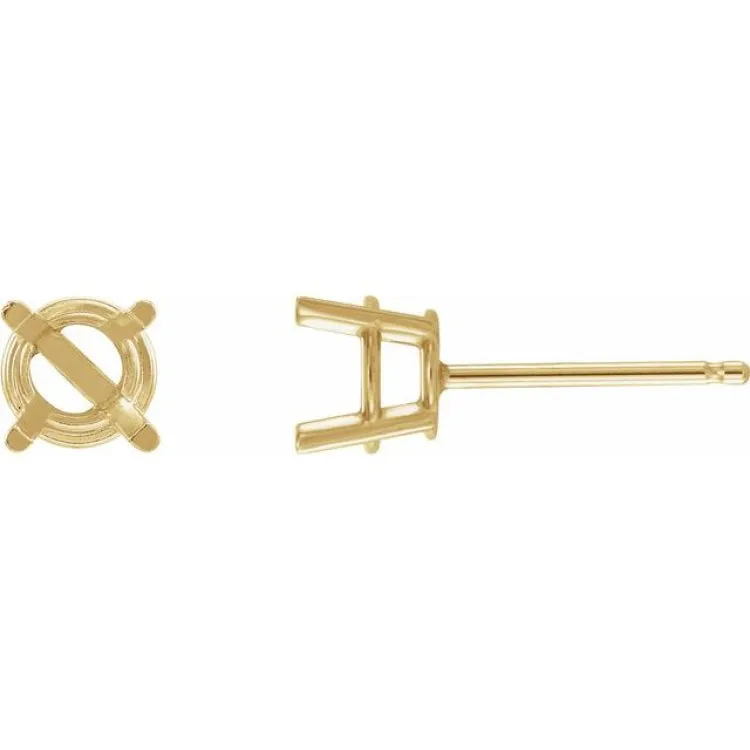 14K Yellow 5 mm Lab-Grown Emerald Stud Earrings