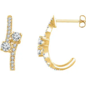 14K Yellow 5/8 CTW Diamond Two-Stone Earrings