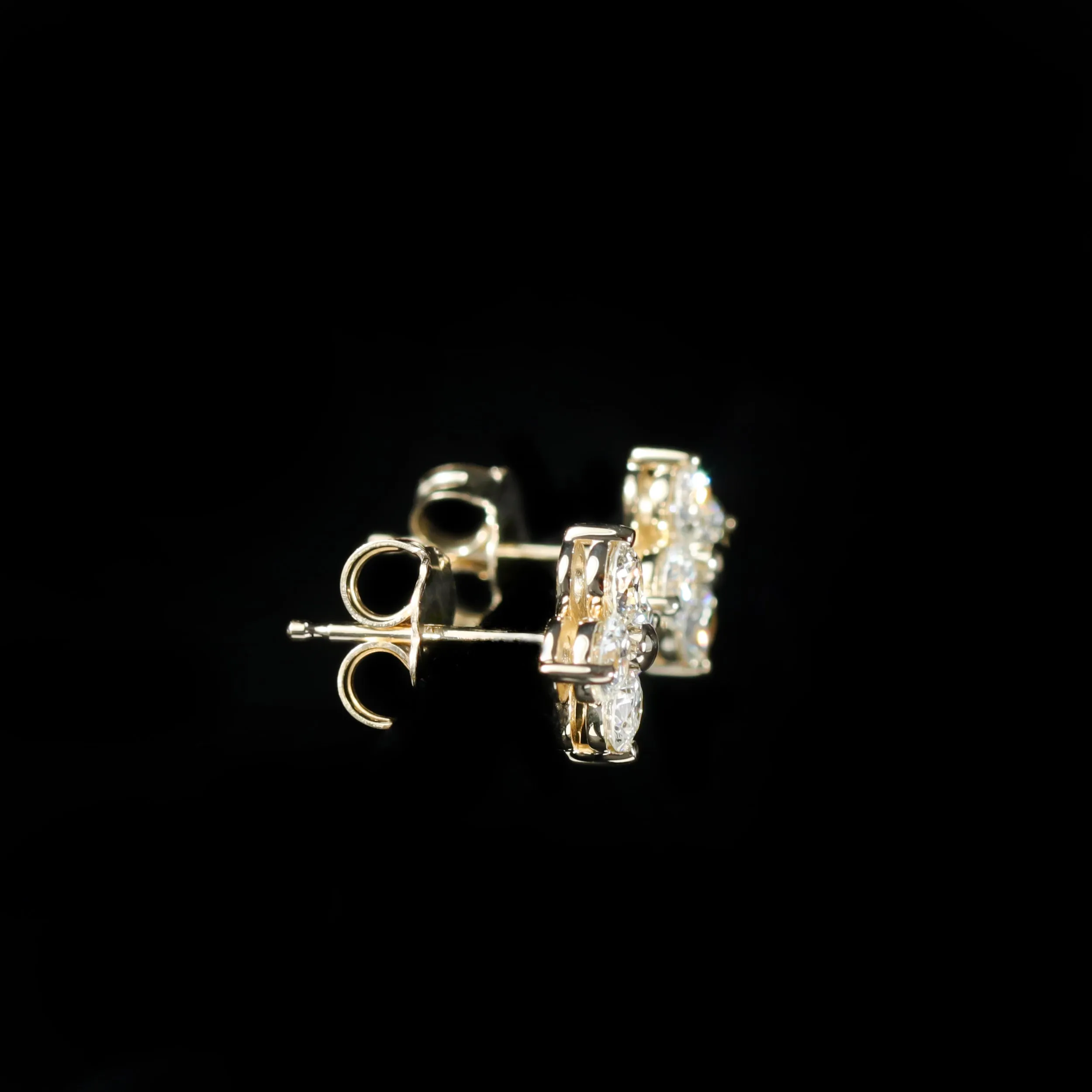 14K Yellow Gold 0.79 CTW Diamond Quatrefoil Stud Earrings