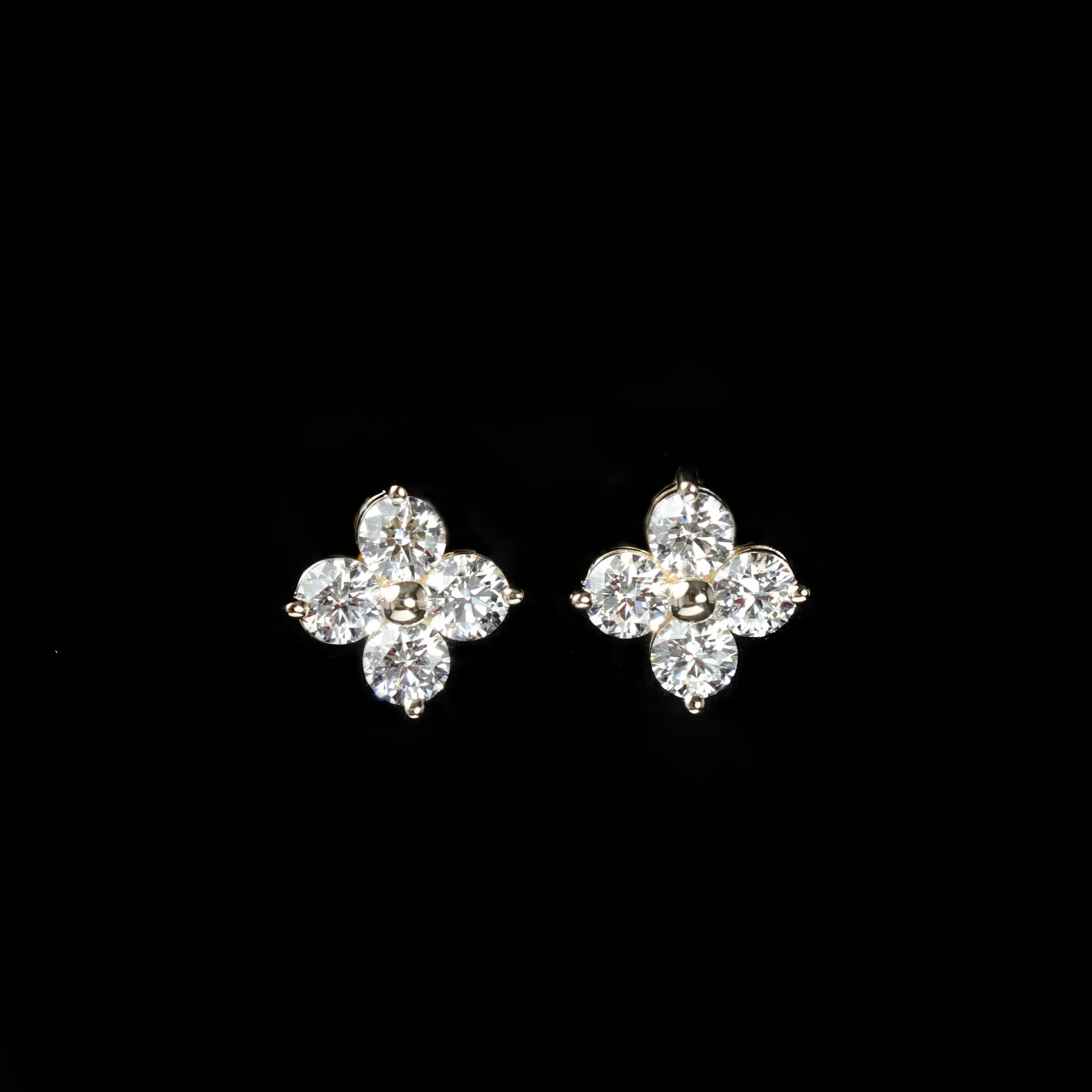 14K Yellow Gold 0.79 CTW Diamond Quatrefoil Stud Earrings