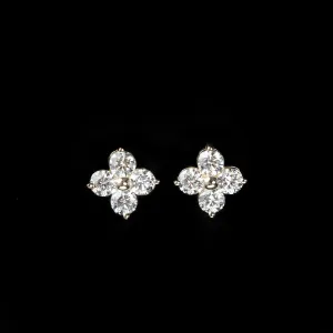 14K Yellow Gold 0.79 CTW Diamond Quatrefoil Stud Earrings