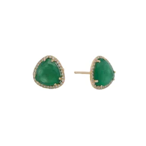14K Yellow Gold Emerald & Diamond Earrings