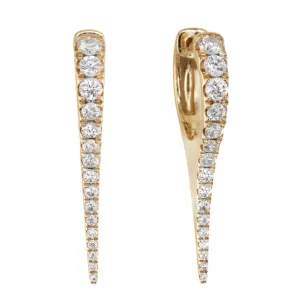 14kt Gold  Diamond Spike Hoop