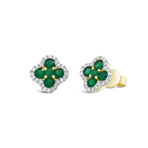 14KY DIA/EMERALD E/R POST 48DD 0.25CTW 10EM 0.65CTW F022331