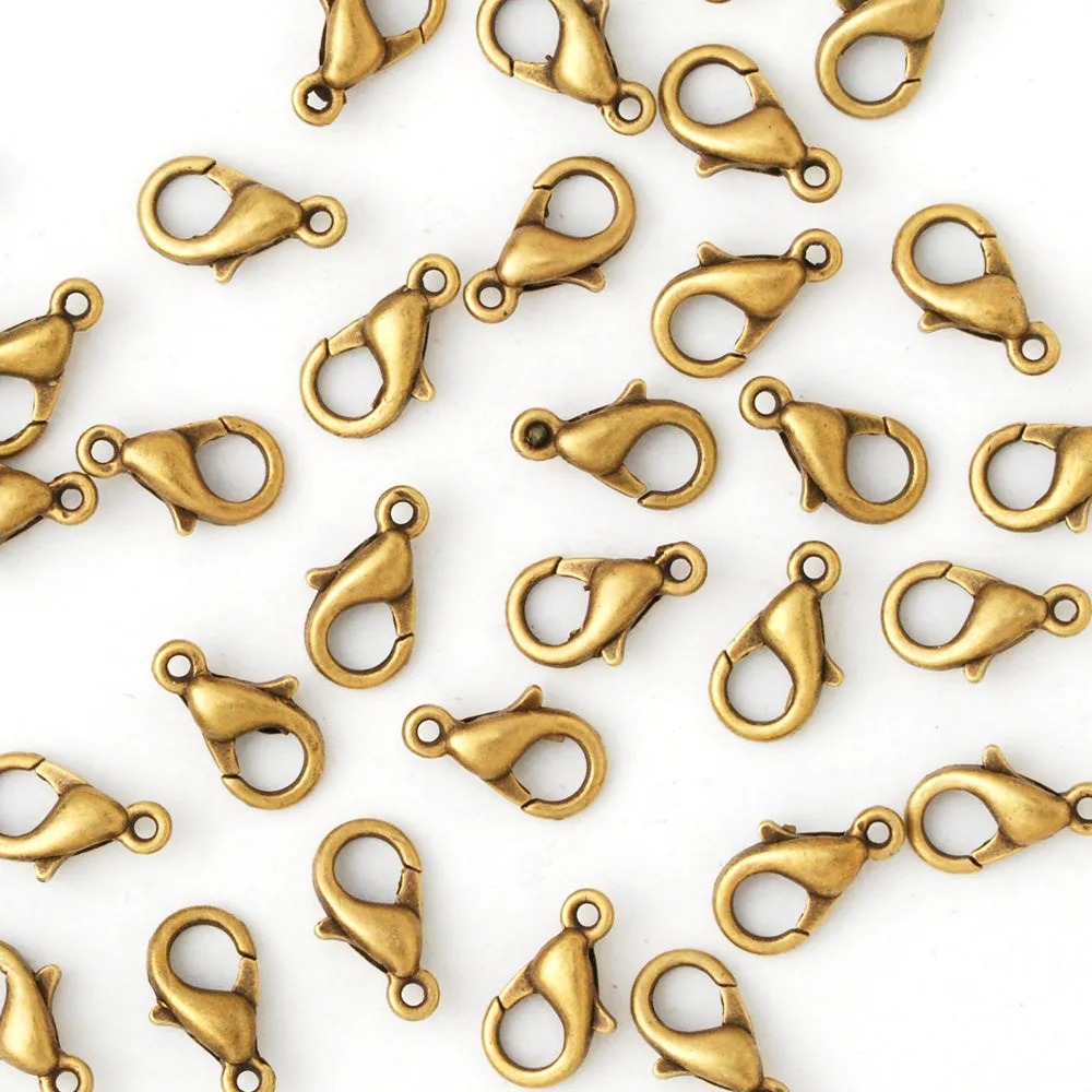 14mm lobster clasp alloy lobster clasps metal clasps necklace bracelet making supplies ,antique bronze 100pcs