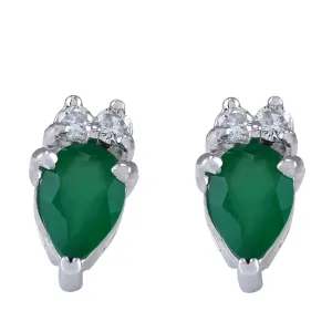 1.82 Carat Natural Emerald 14K White Gold Diamond Earrings