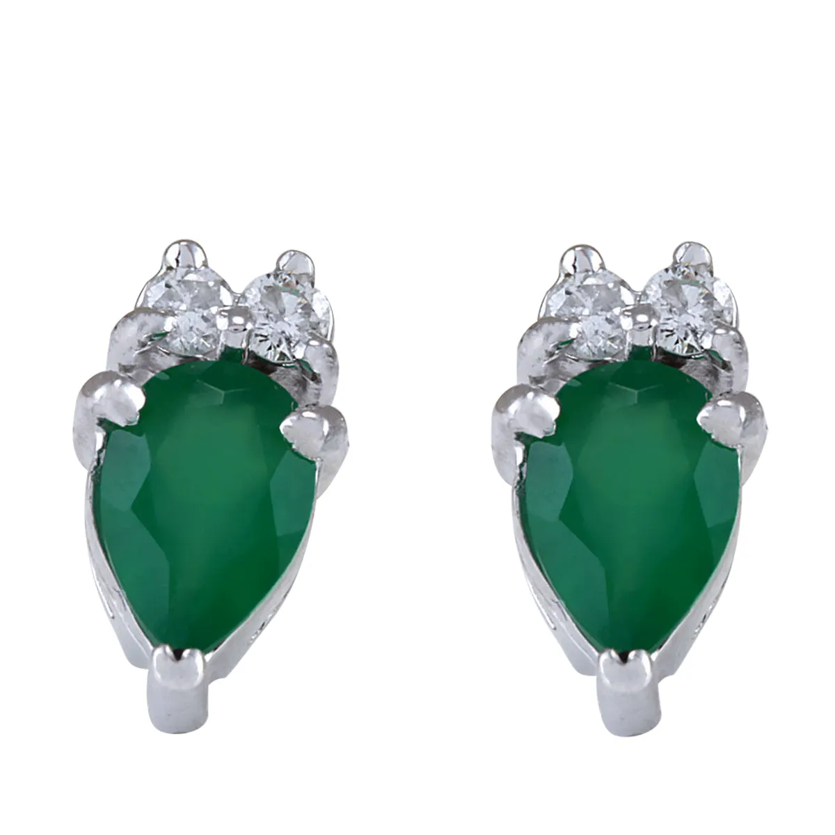 1.82 Carat Natural Emerald 14K White Gold Diamond Earrings