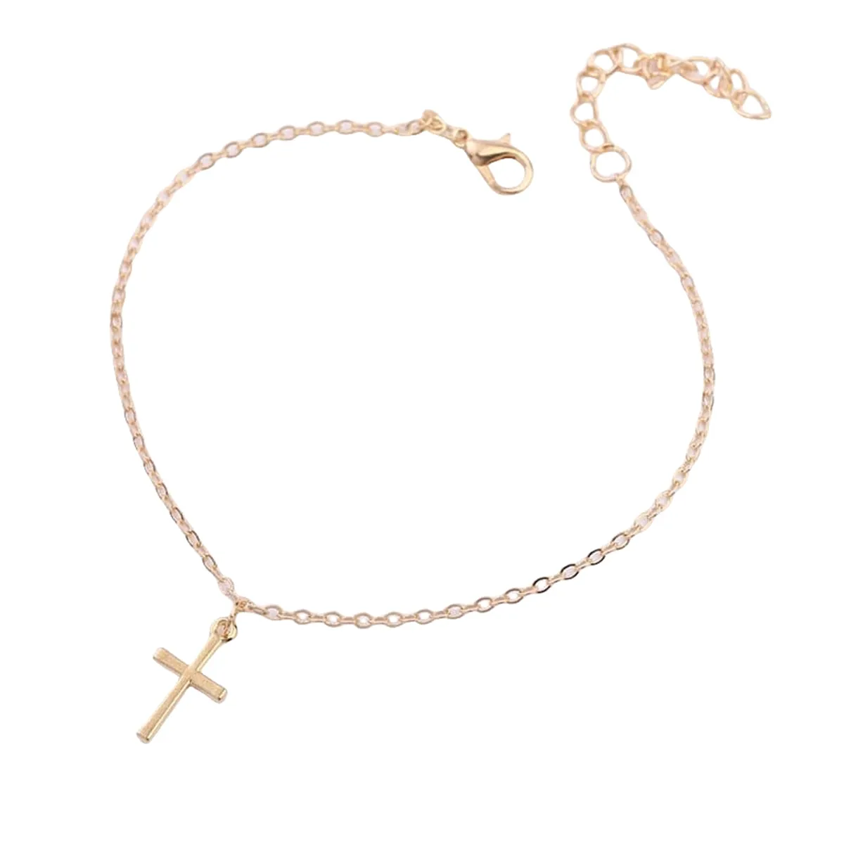 18K Gold-Plated Cross Charm Anklet