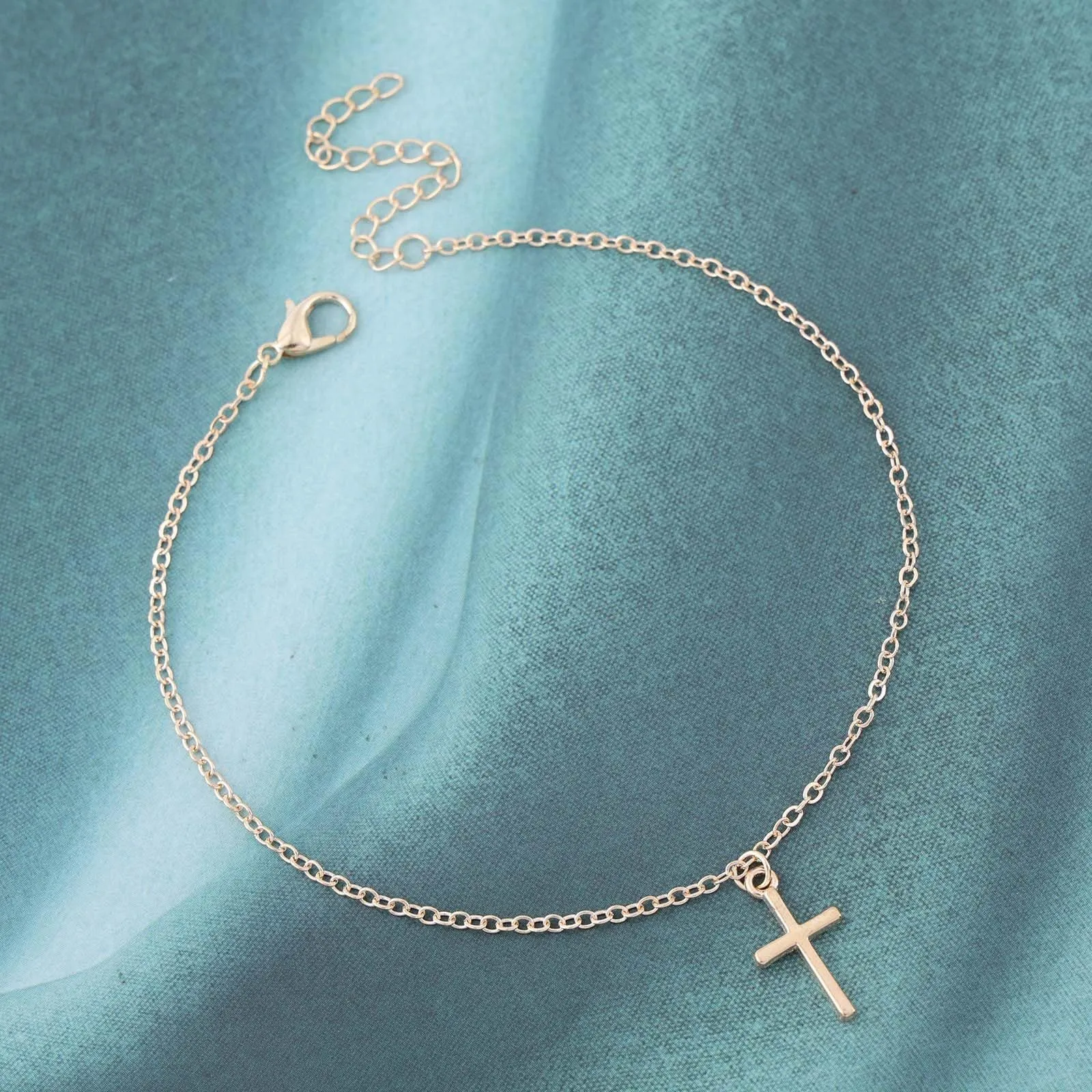 18K Gold-Plated Cross Charm Anklet