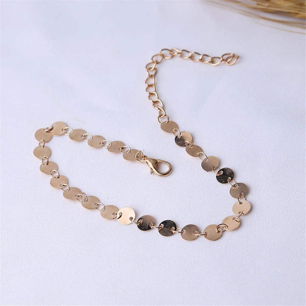 18K Gold-Plated Disc Mariner Chain Anklet