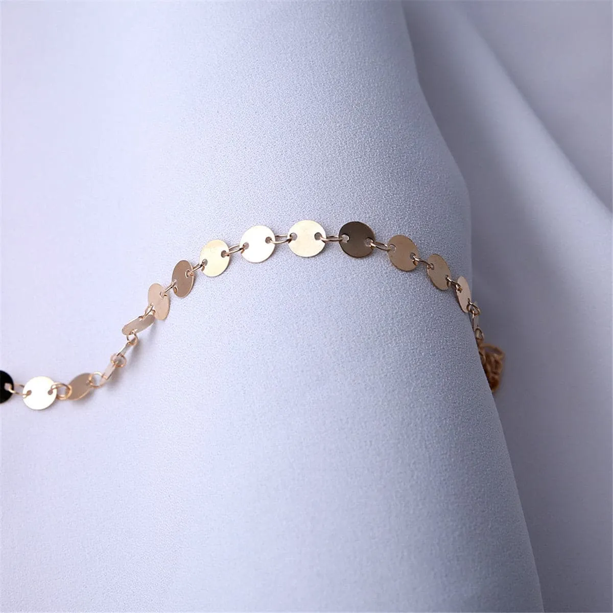 18K Gold-Plated Disc Mariner Chain Anklet
