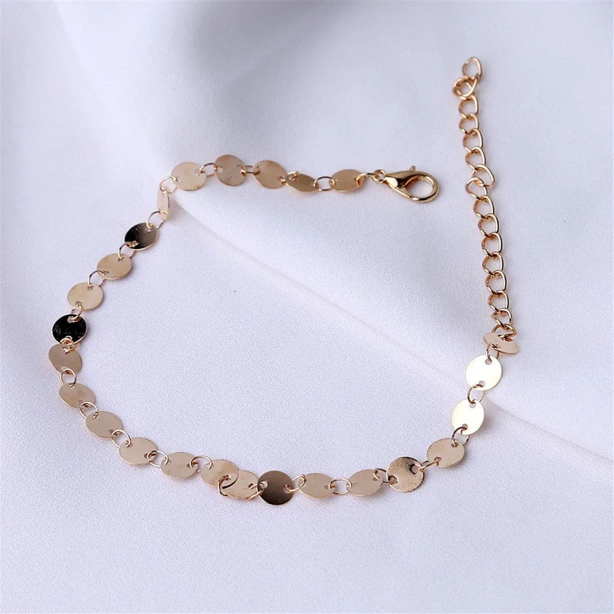 18K Gold-Plated Disc Mariner Chain Anklet