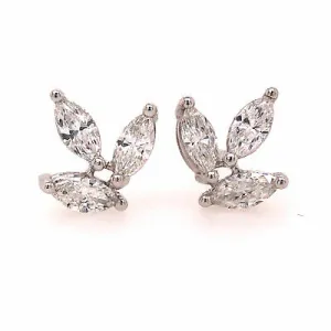 18K Marquise Diamond Earrings White Gold