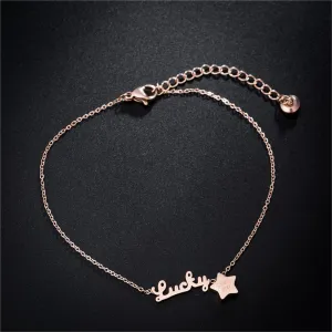 18K Rose Gold-Plated 'Lucky' Anklet