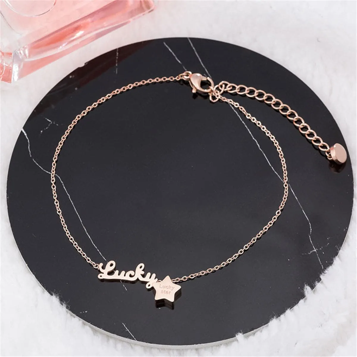 18K Rose Gold-Plated 'Lucky' Anklet