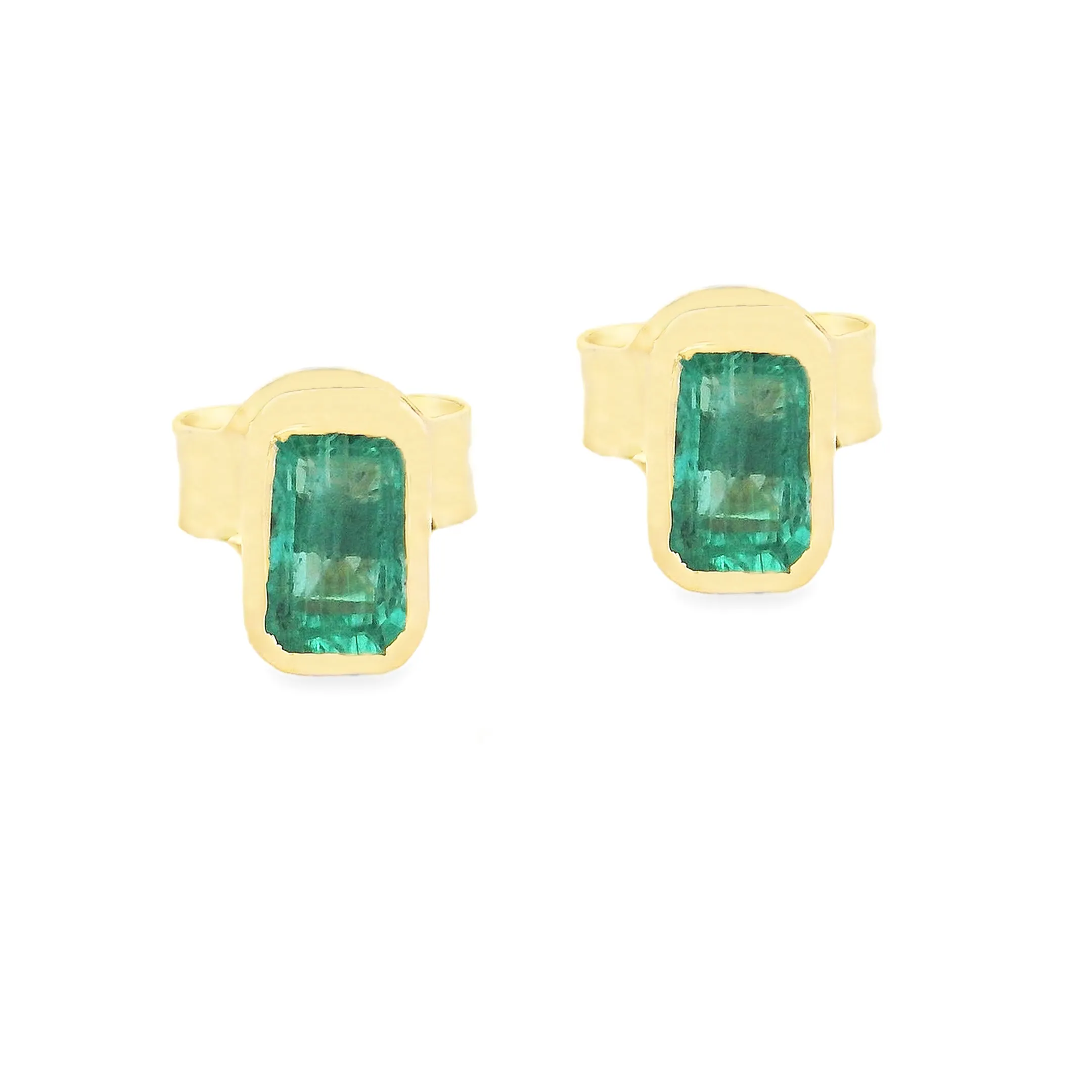 18k Yellow Gold Emerald Earrings