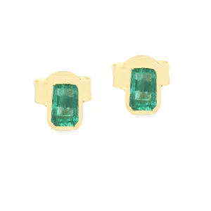 18k Yellow Gold Emerald Earrings