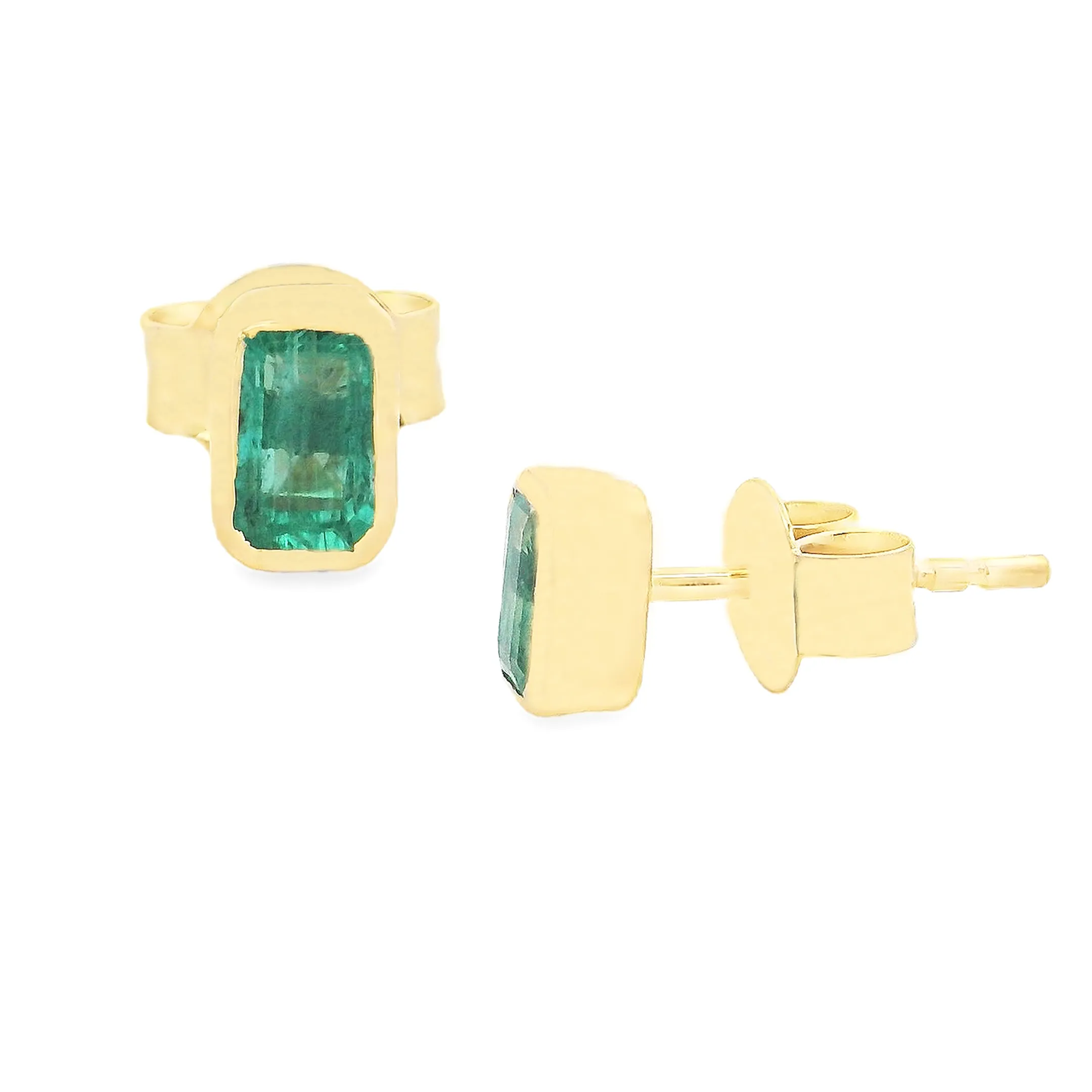 18k Yellow Gold Emerald Earrings
