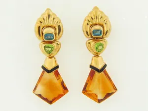 18K YELLOW GOLD GEM-SET EARRINGS