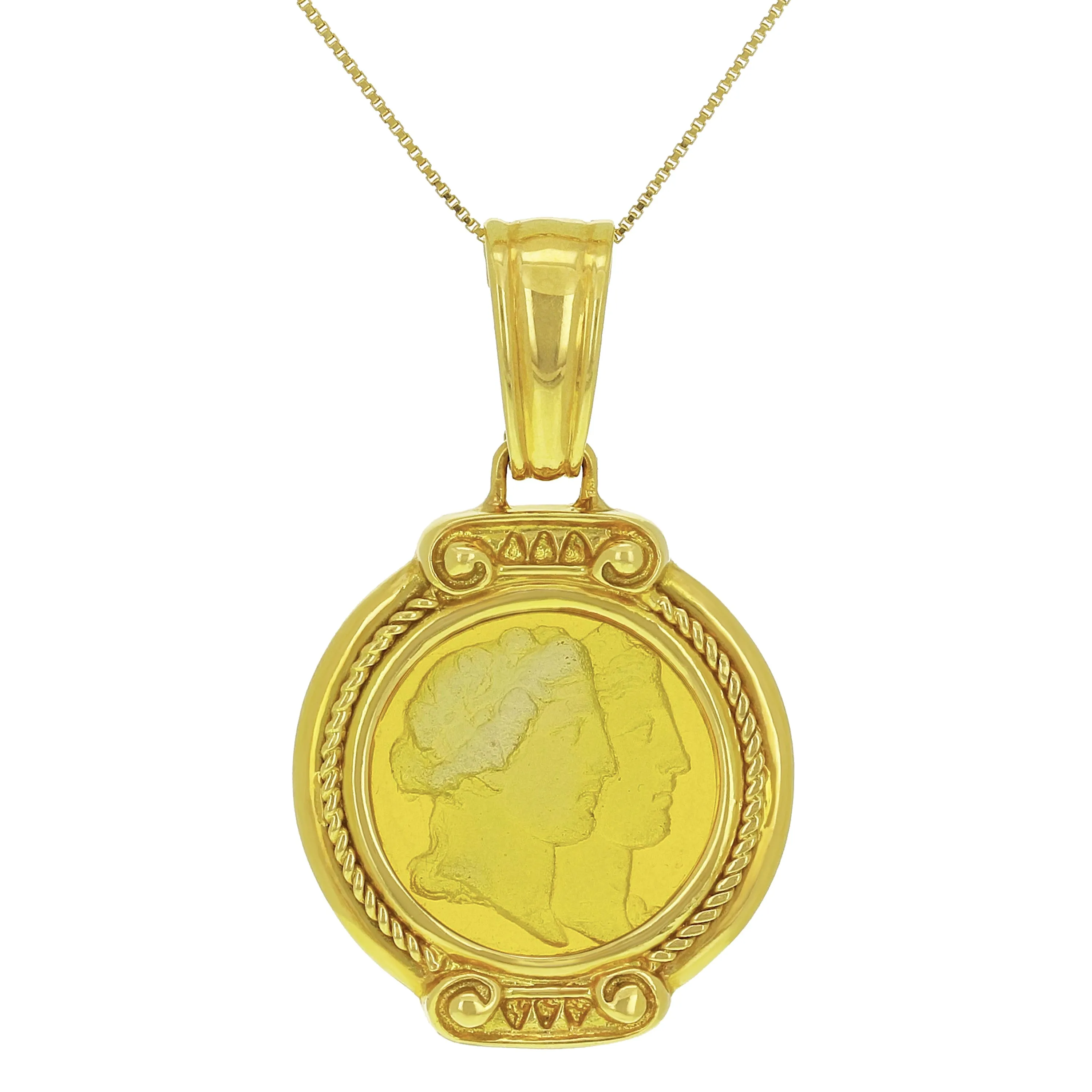 18k Yellow Gold Tagliamonte Venetian Glass Intaglio Detailed Cameo Necklace Set