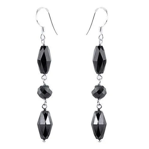 19 Ct Certified Black Diamonds Dangler Silver Earrings, Elegant Look with Great Shine