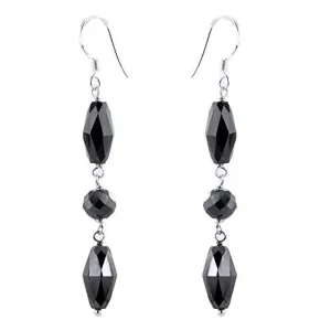 19 Ct Certified Black Diamonds Dangler Silver Earrings, Elegant Look with Great Shine