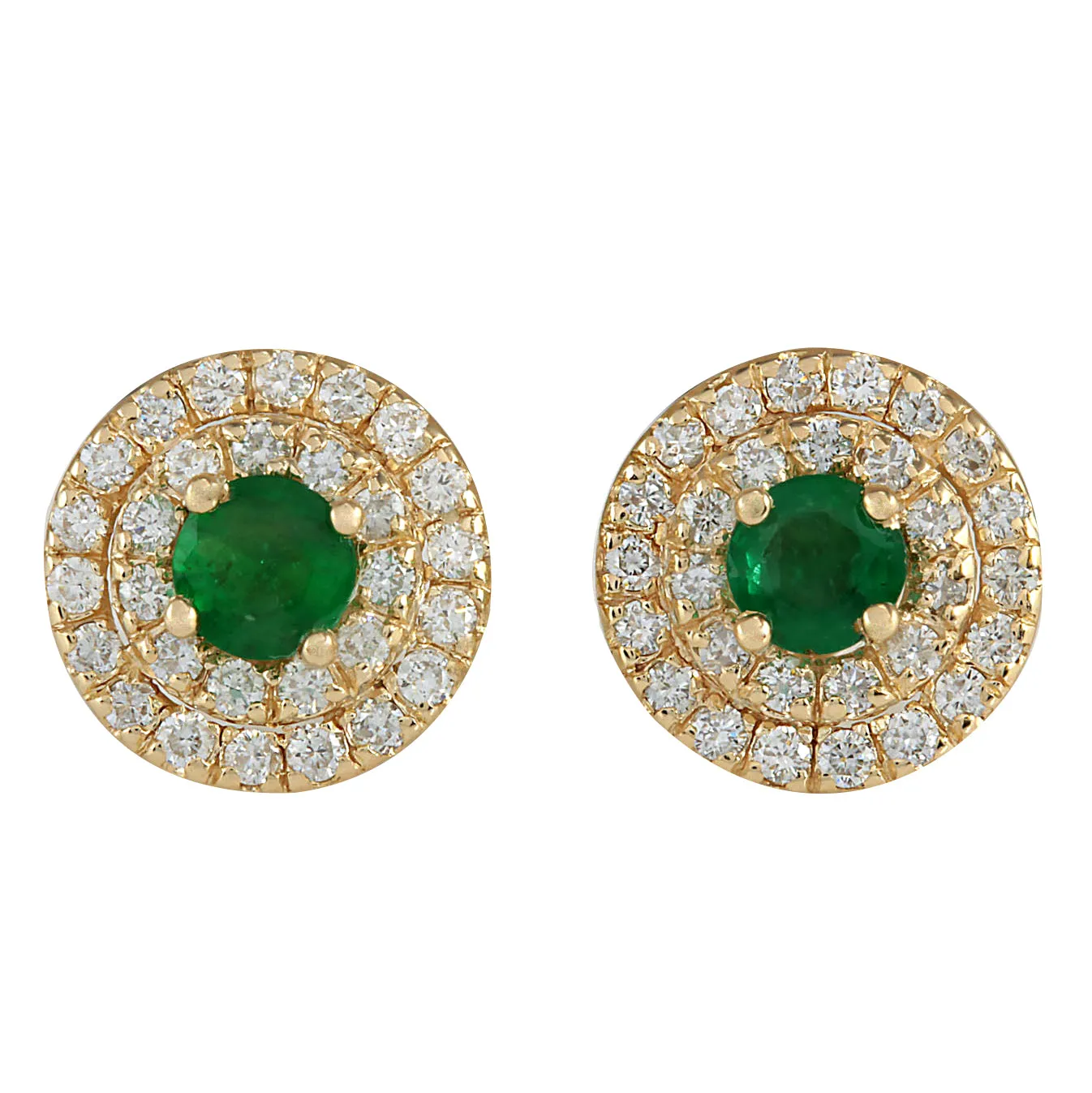1.90 Carat Natural Emerald 14K Yellow Gold Diamond Earrings