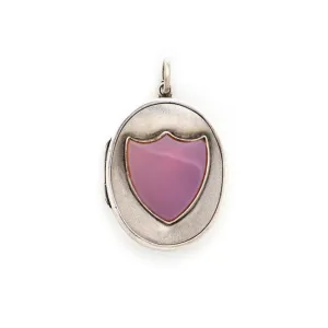 1909 English Sterling Silver Carnelian Shield Locket