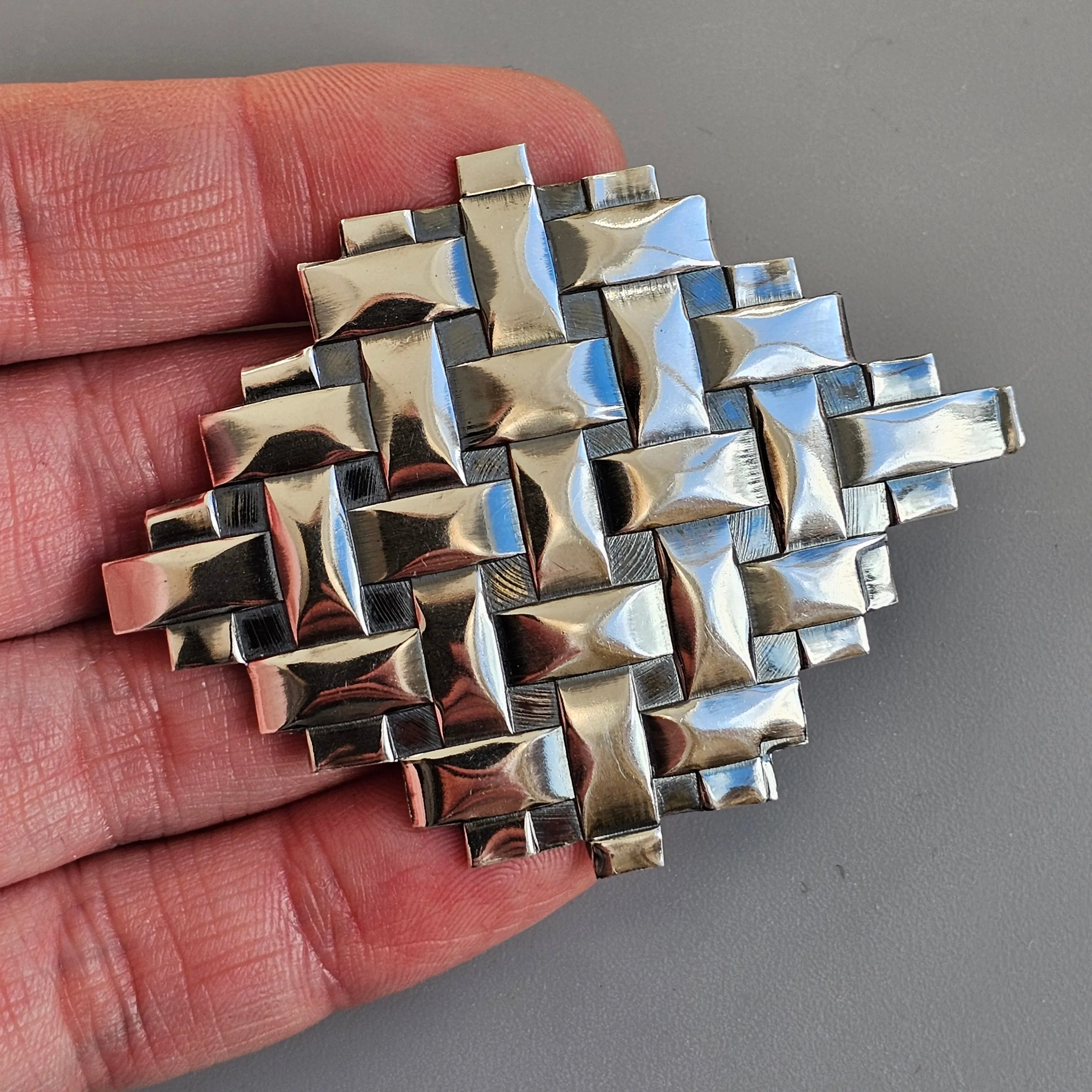 1960s Finnish Modernist Era Abstract Silver Brooch By Turun Hopea